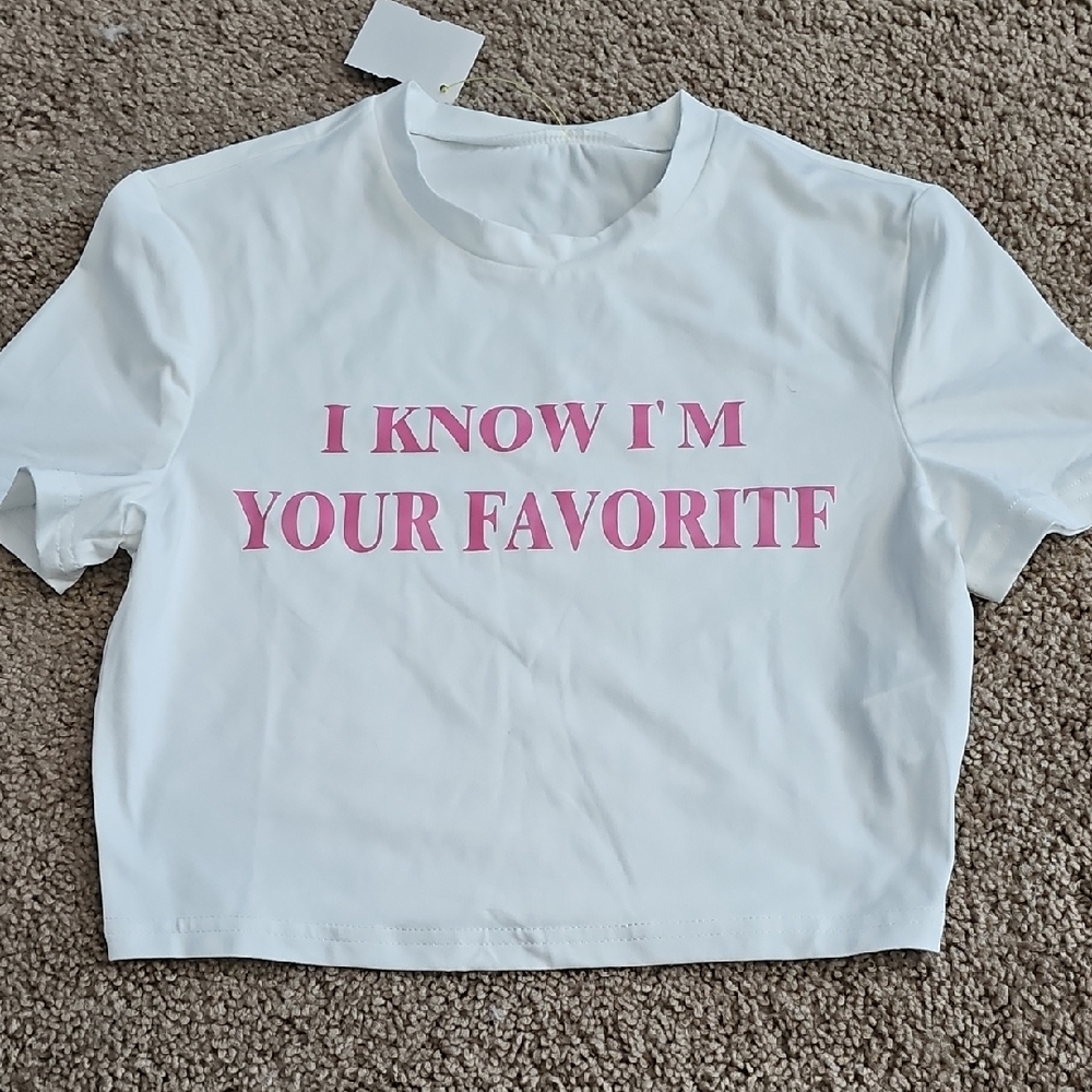 White T-Shirt with Pink Text